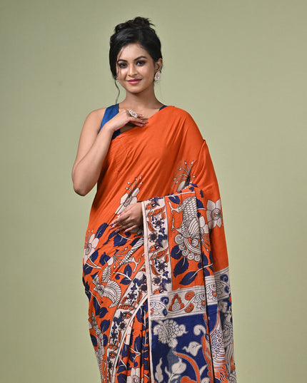 KK'S KALAMKARI DIGITAL PRINT SAREE I WOMEN'S DESIGNER KALAMKARI COTTON DIGITAL FLORAL PRINT TRENDING SAREE I WITH BLOUSE PIECE (UNSTITCHED) I DAILY WEAR SAREE I PARTY WEAR SAREE I SUMMER SAREE I COTTON SAREE I LIGHT WEAR