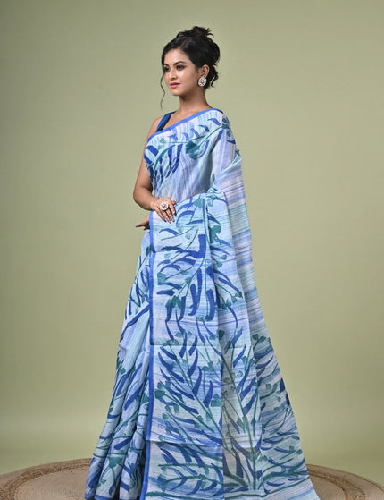 Kalam Kantha Pure Cotton Designer Saree I Multicolour Floral Artisan Crafted