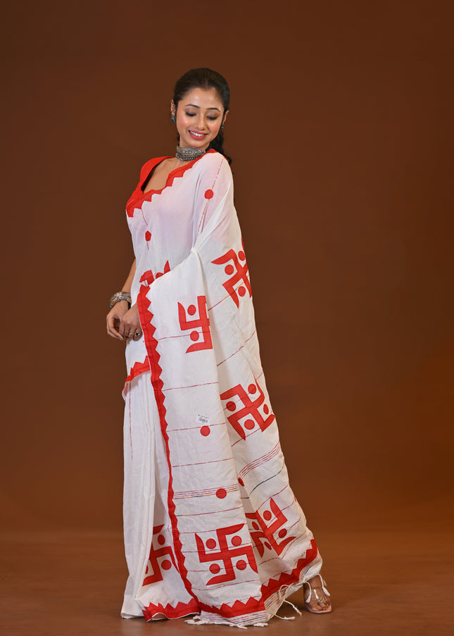 Swastik Applique Saree