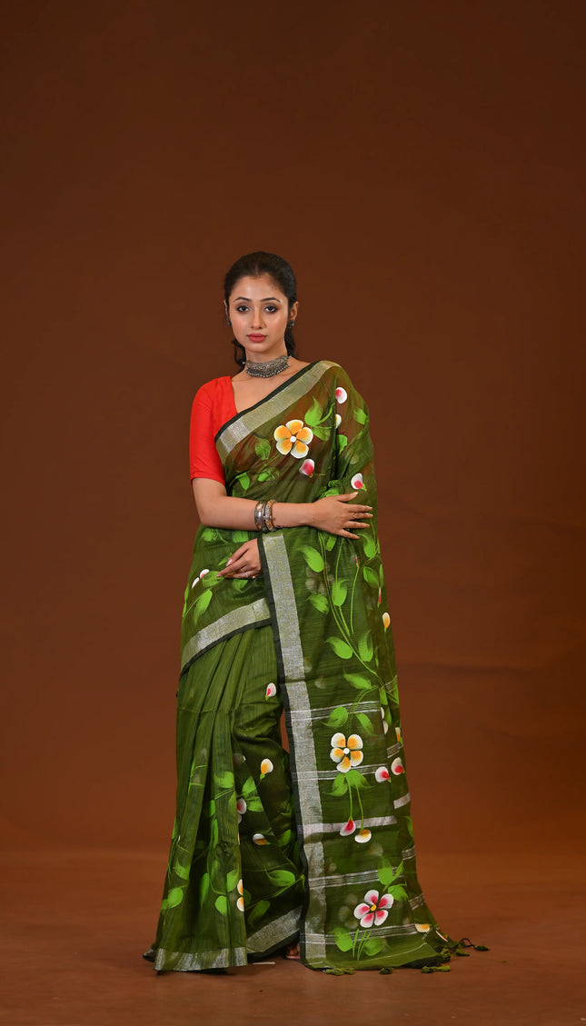 Handloom Hand Print Saree