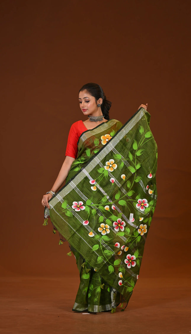 Handloom Hand Print Saree